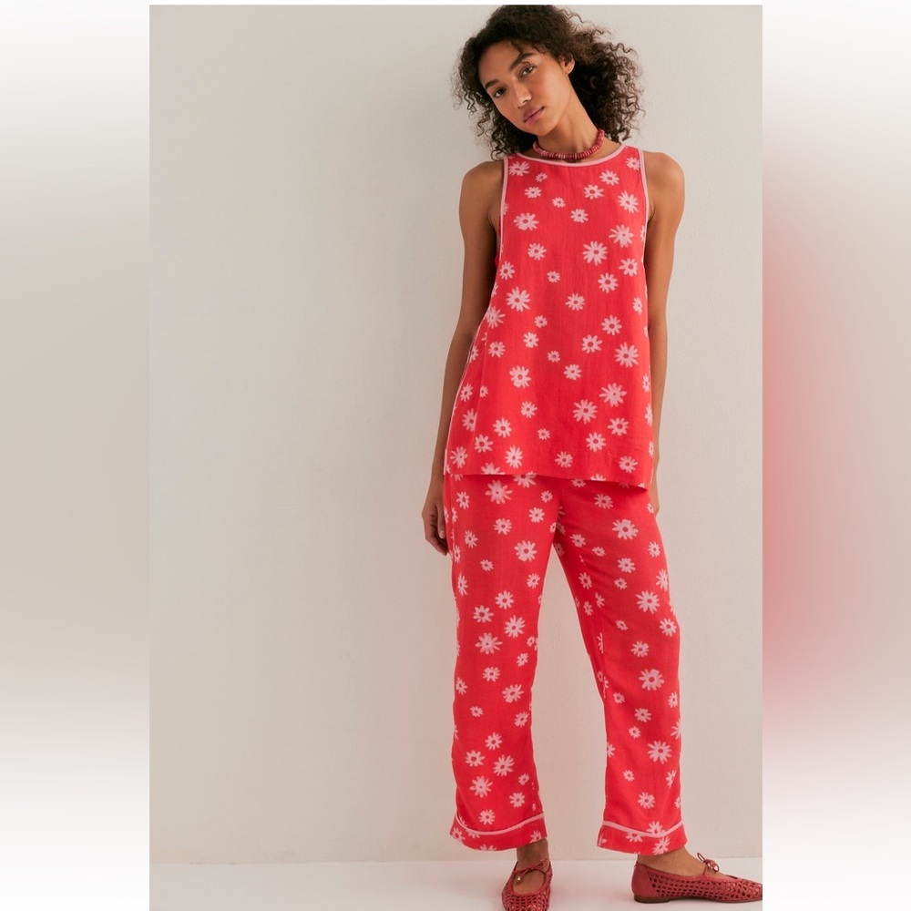 NWT Free People Linen Floral Charlie Set Size 4
